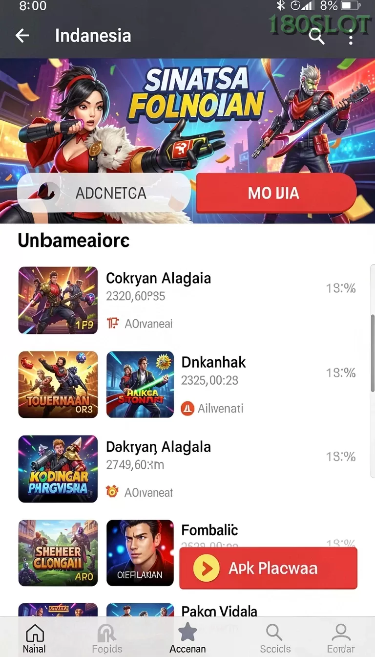 Cuplikan layar 380SLOT — menu navigasi